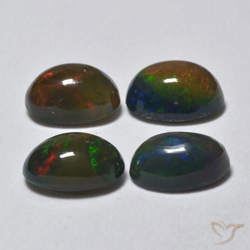 Pedras preciosas de Opala negra Multicolorido natural de 1.54 ct, oval, Translúcido