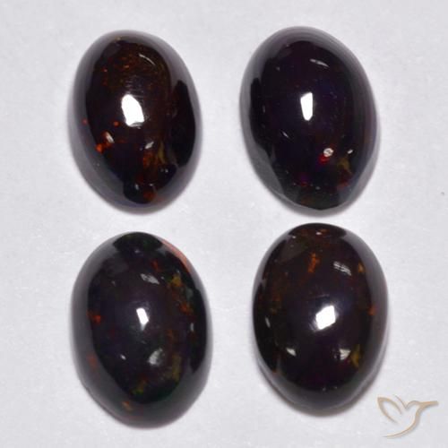 Pedras preciosas de Opala negra Multicolorido natural de 1.49 ct, oval, Translúcido