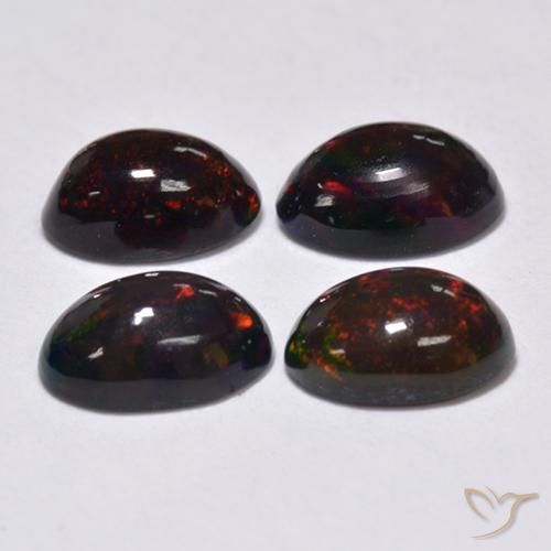 Pedras preciosas de Opala negra Multicolorido natural de 1.49 ct, oval, Translúcido