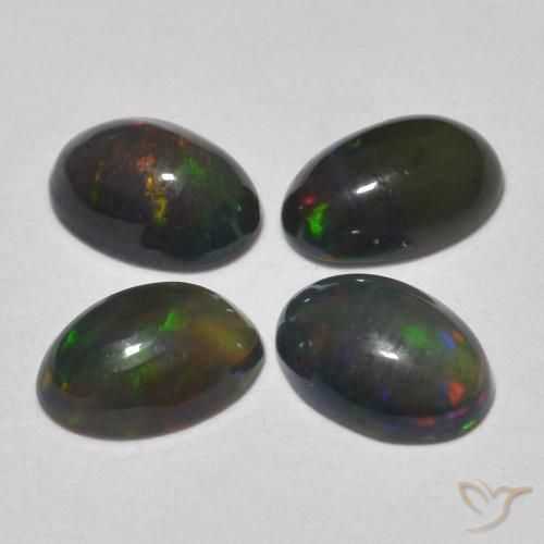 Pedras preciosas de Opala negra Multicolorido natural de 1.10 ct, Corte Oval, Translúcido