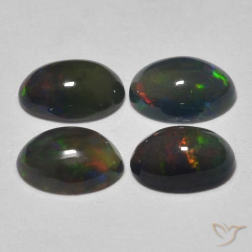 Pedras preciosas de Opala negra Multicolorido natural de 1.10 ct, Corte Oval, Translúcido