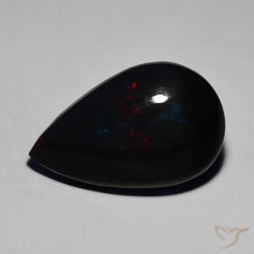 Opala negra Multicolorido Natural 5.95ct, Formato de pêra, Translúcido