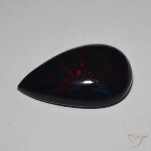 Opala negra Multicolorido Natural 5.95ct, Formato de pêra, Translúcido