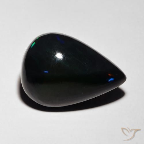 Opala negra Multicolorido Natural 4.80ct, Formato de pêra, Translúcido