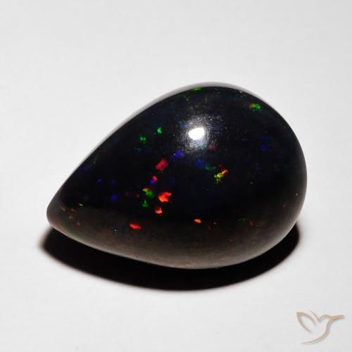 5.36ct Natural Multicolorido Opala negra, Formato de pêra, Opaco