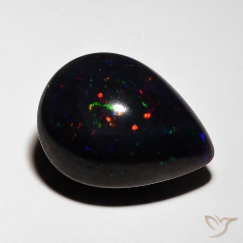 Opala negra Multicolorido Natural 5.36ct, Formato de pêra, Opaco