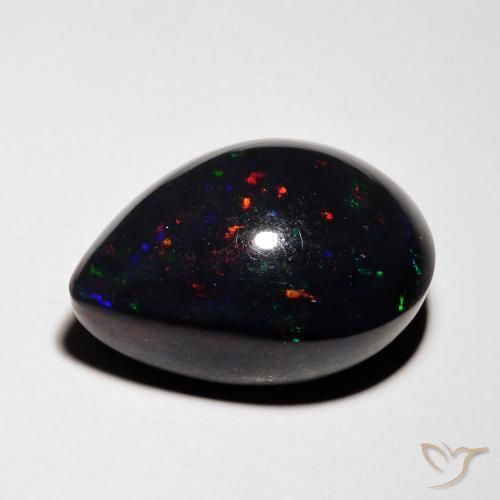Opala negra Multicolorido Natural 5.36ct, Formato de pêra, Opaco
