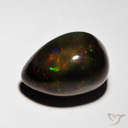 5.08ct Natural Multicolorido Opala negra, Formato de pêra, Translúcido