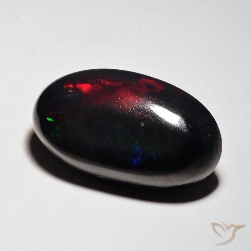 Opala preta oval de 7,14 quilates, 19,9 x 12,1 mm da Etiópia, Photo A