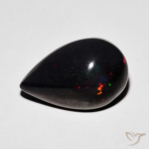 Opala negra Multicolorido Natural 5.87ct, Formato de pêra, Opaco