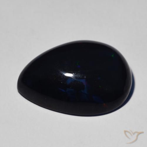Opala negra Multicolorido Natural 8.39ct, Formato de pêra, Opaco