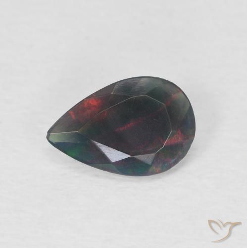 0.60ct Natural Multicolorido Opala negra, Formato de pêra, Translúcido