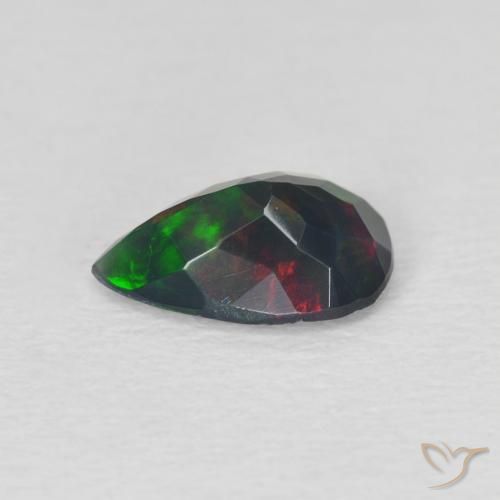 Opala negra Multicolorido Natural 0.83ct, Formato de pêra, Translúcido