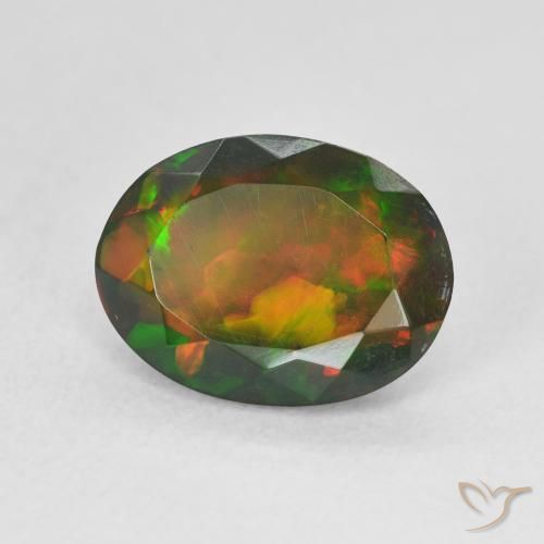 Opala negra multicolorido natural 1,80ct, corte oval, translúcido
