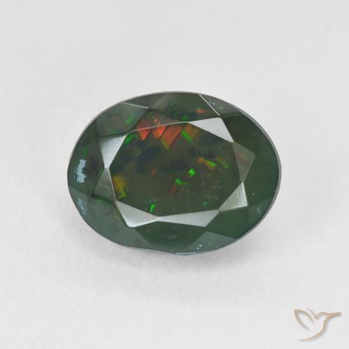 1.79ct Natural Multicolorido Opala negra, oval, Translúcido