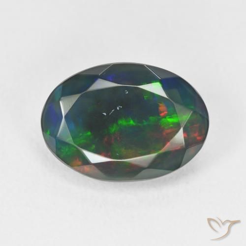 2.94ct Natural Multicolorido Opala negra, oval, Translúcido