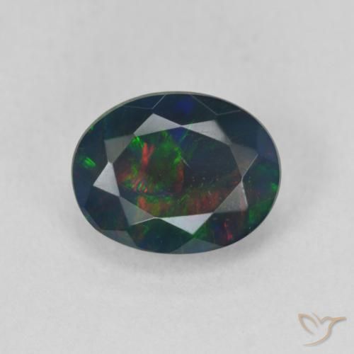 1.35ct Natural Multicolorido Opala negra, oval, Translúcido