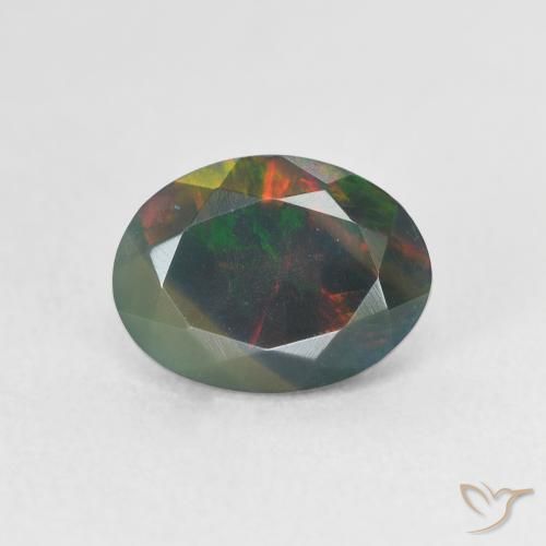 1.09ct Natural Multicolorido Opala negra, oval, Translúcido