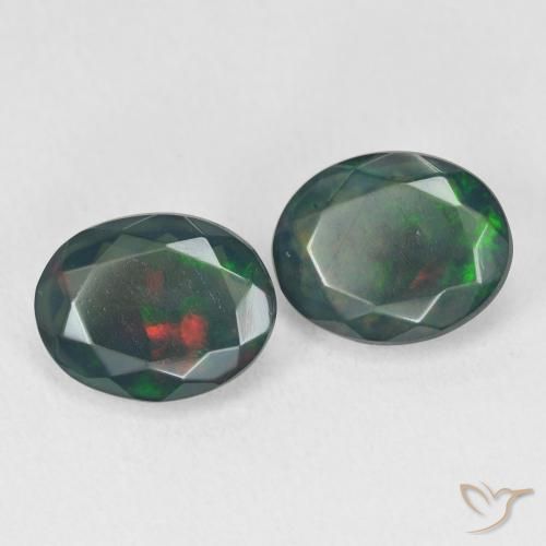 Pedras preciosas de Opala negra Multicolorido natural de 2.67 ct, oval, Translúcido