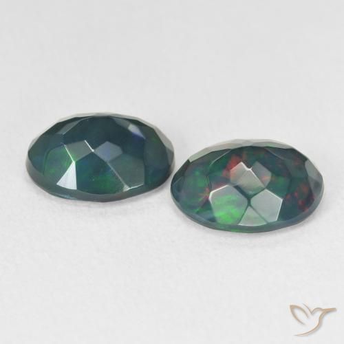 Pedras preciosas de Opala negra Multicolorido natural de 2.67 ct, oval, Translúcido