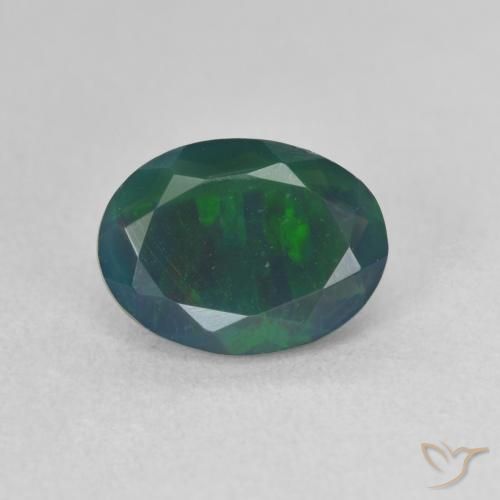 1.31ct Natural Multicolorido Opala negra, oval, Translúcido