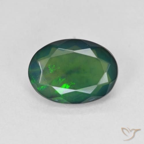 1.42ct Natural Multicolorido Opala negra, oval, Translúcido