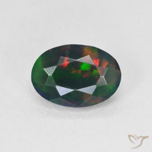 0.86ct Natural Multicolorido Opala negra, oval, Translúcido