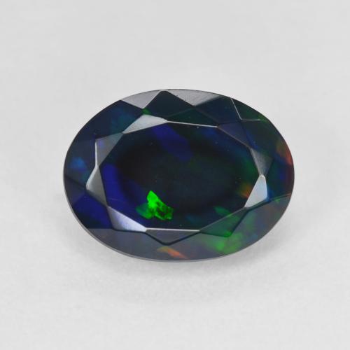 3.02ct Natural Multicolorido Opala negra, oval, Translúcido