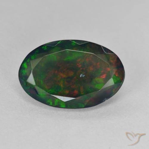 2.42ct Natural Multicolorido Opala negra, oval, Translúcido