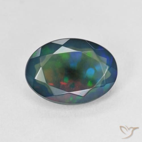 Opala preta com corte oval solto de 1,9 ct, 11,5 x 8,2 mm da Etiópia, Photo A