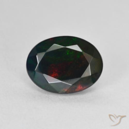 1.30ct Natural Multicolorido Opala negra, oval, Translúcido