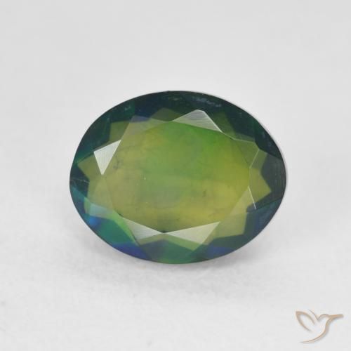 1.55ct Natural Multicolorido Opala negra, oval, Translúcido