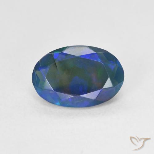 1.10ct Natural Multicolorido Opala negra, oval, Translúcido