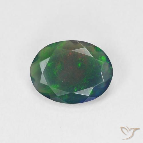 0.88ct Natural Multicolorido Opala negra, oval, Translúcido