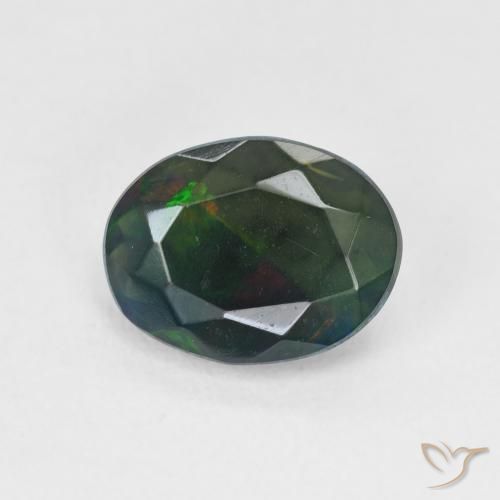 1.36ct Natural Multicolorido Opala negra, oval, Translúcido