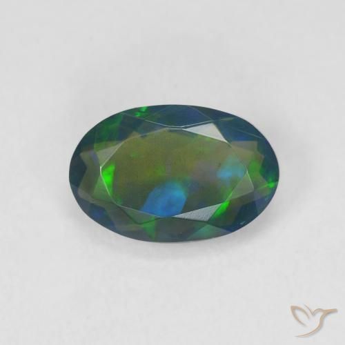 1.05ct Natural Multicolorido Opala negra, oval, Translúcido