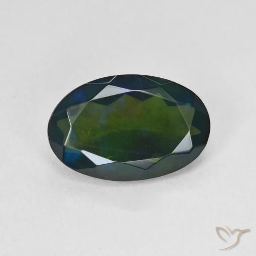 1.64ct Natural Multicolorido Opala negra, oval, Translúcido