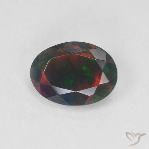 1.20ct Natural Multicolorido Opala negra, oval, Translúcido