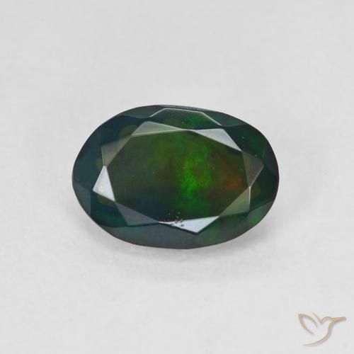 1.22ct Natural Multicolorido Opala negra, oval, Translúcido