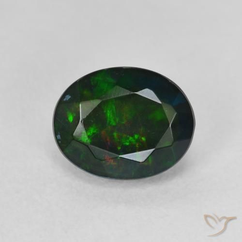 1.39ct Natural Multicolorido Opala negra, oval, Translúcido