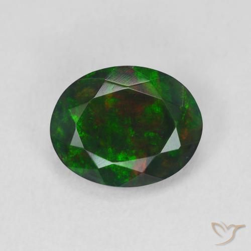 1.25ct Natural Multicolorido Opala negra, oval, Translúcido