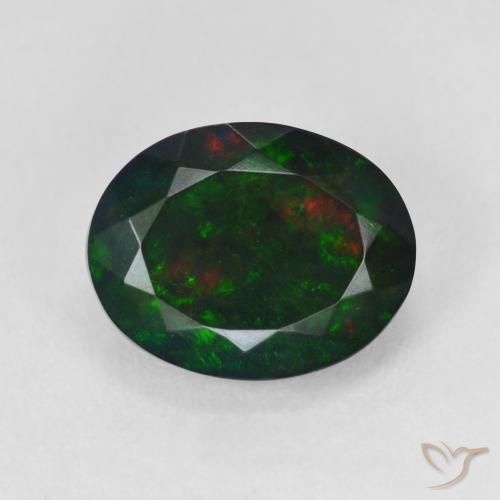 2.93ct Natural Multicolorido Opala negra, oval, Translúcido
