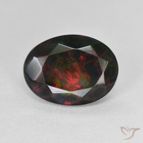 2.42ct Natural Multicolorido Opala negra, oval, Translúcido