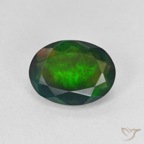 1.34ct Natural Multicolorido Opala negra, oval, Translúcido