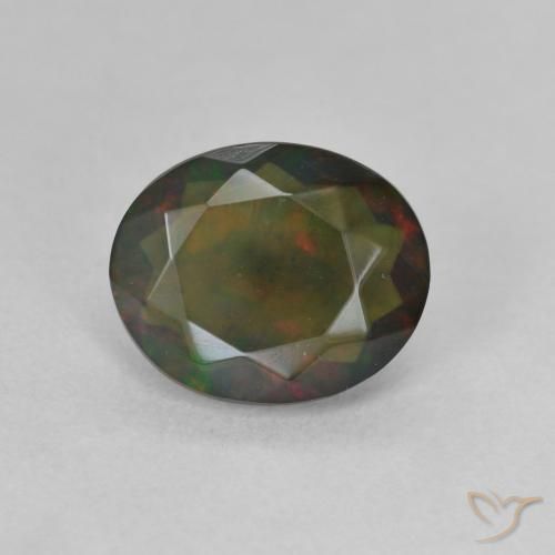 1.24ct Natural Multicolorido Opala negra, oval, Translúcido