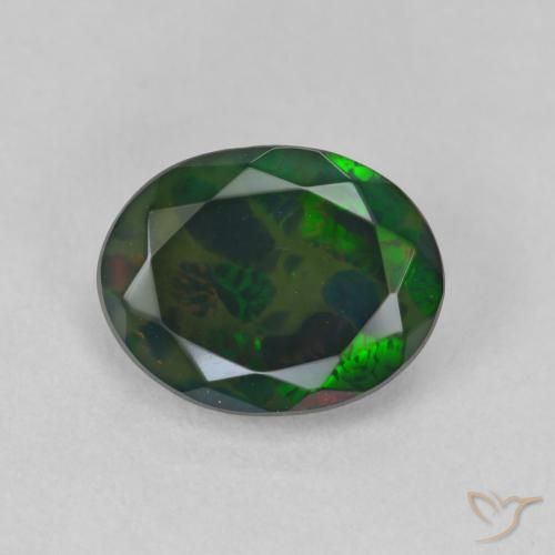 1.42ct Natural Multicolorido Opala negra, oval, Translúcido