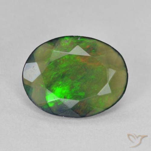 1.35ct Natural Multicolorido Opala negra, oval, Translúcido