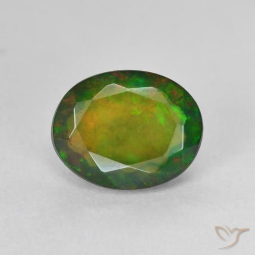 1.38ct Natural Multicolorido Opala negra, oval, Translúcido