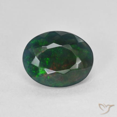 1.54ct Natural Multicolorido Opala negra, oval, Translúcido