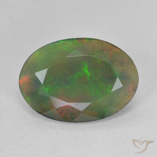 1.67ct Natural Multicolorido Opala negra, oval, Translúcido